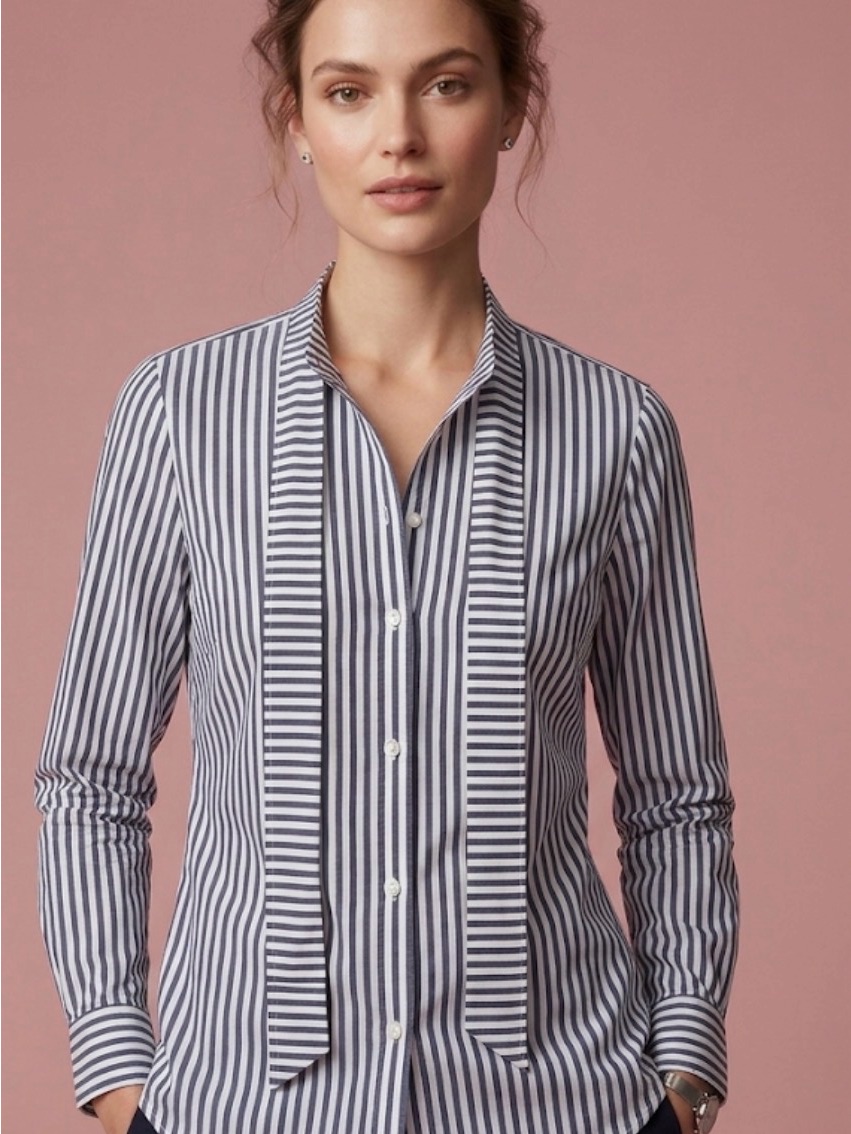 J. Crew Navy And White Vertical Stripe Button-Up Top